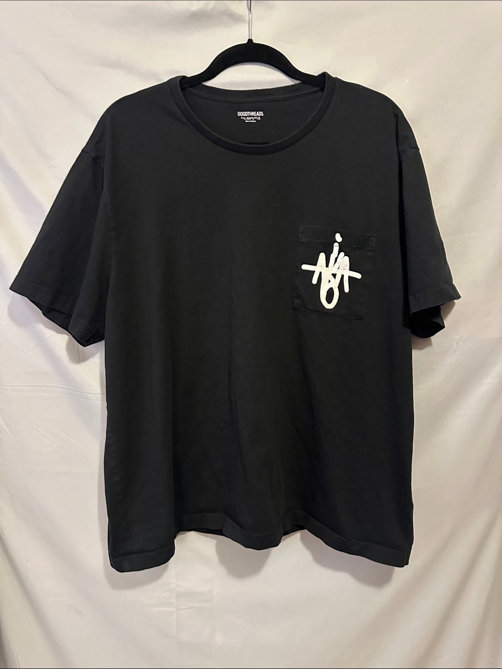 Goodthreads Black Short-Sleeve Pocket Tee with White Graphic